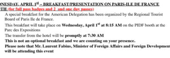 Invitation to meet  Laurent Fabius, Minister of Foreign Affairs